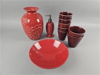 Vintage Red Pottery Decor Lot