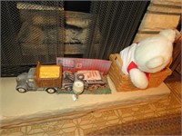 Bear & more on ledge of fireplace (located in