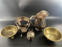 Mixed lot with brass and silver plates including p