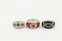 3 Sterling Silver Fashion Rings w/Colored Stones