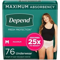 Depend Underwear for Women, M, Blush, 76Ct