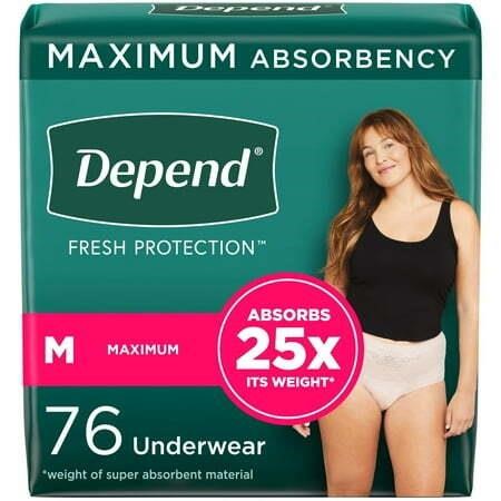 Depend Underwear for Women, M, Blush, 76Ct