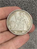 1908 SIlver French Indo-China Piastre