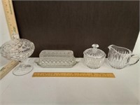 Pressed Glass Footed Candy Dish W/Lid,  Wexford