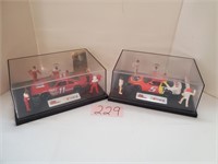 Pair of Nascar Cars and Figures in cases