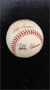 Ralph Branca & Bobby Thompson Signed Baseball
