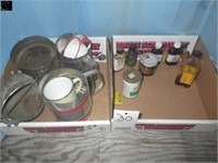 Box w/ Misc sifters, box w/ misc small medicine