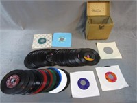 Lot of Assorted 45 RPM Viny Records in Case