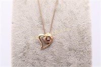 Black Hills Gold Diamond Heart Pendant