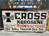 Cross Kerosene Shell Enamel Sign 6x3