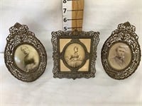 (3) Victorian Ornate Brass Standing Picture