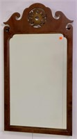 Mahogany mirror, pierced top, 20.5" x 38"