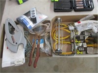 2 flats w/PVC cutter, oil wrench, paint roller,
