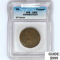 ND Copper Connecticut Token ICG AG$3 Off Center