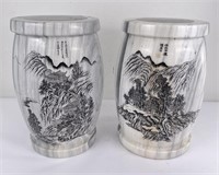Pair of Chinese Marble Garden Stools