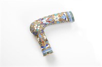 Russian silver and enamel cane handle