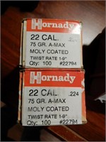 22 Cal Hornady 75 Grain A-MAX Bullets