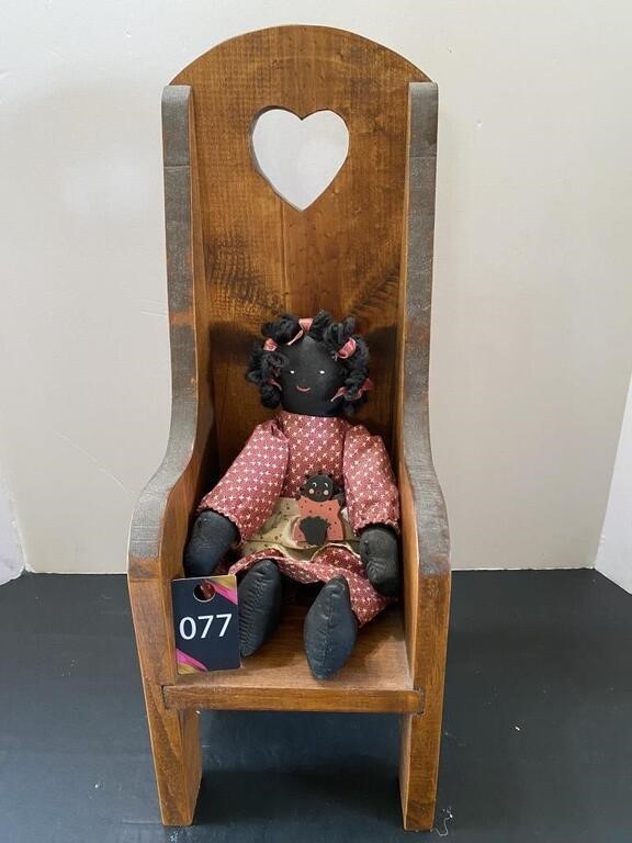 20" Wood Chair & Doll