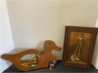 Hand Painted Wood Duck & Picture