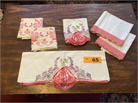 3 - VINTAGE HAND STITCHED PILLOW CASE SETS