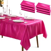 6 Packs Hot Pink Satin Tablecloth 58 x 102 Rectang