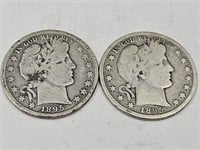 1895 Silver Barber Half  Dollar Coins