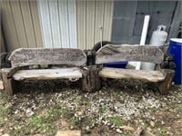 Large Bear Themed Bench System Rustic Hand Hewn