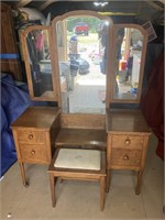 Antique Vanity w/Trifold Mirror