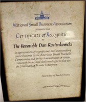 Framed Certificate - National Small Business Admin