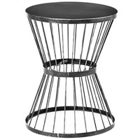 Black 16 in. Metal Outdoor Side Table with Hourgla