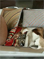 Box of pillows and blanket