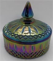 Carnival Glass Lidded Dish - 6 1/2" round
