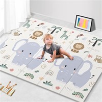 79x71 Foldable Play Mat for Baby  Elephant