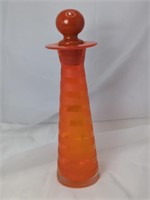 Vintage Hand Blown Frosted Striped Orange