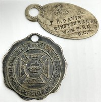 2 Antique Masonic Tags