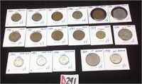 17 assorted foreign coins