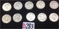 10 - 1964 Kennedy Half Dollars