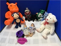 Collection of Stuffed Animals and dolls