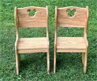 2 WOODEN MICKEY MOUSE KID'S CHAIRS