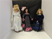 3 Vintage Porcelain Dolls