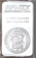 APMEX 10 Troy Oz. .999 Fine Silver Bar