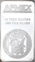 APMEX 10 Troy Oz. .999 Fine Silver Bar