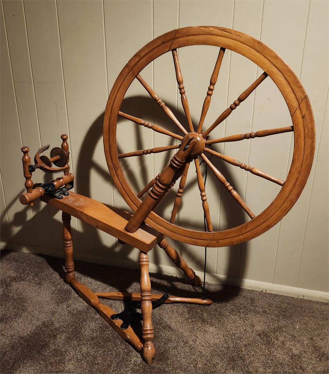 Antique wood spinning wheel