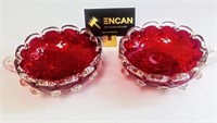 2 Murano Ruby Red Bowls Gold Flecks