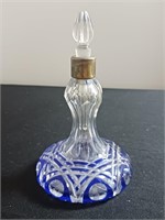 Cobalt Blue Etched Decanter