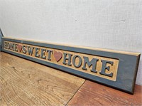 "HOME SWEET HOME" Wood Carved Sign@38Wx5inH