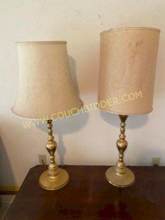 Two Gold Colored Lamps