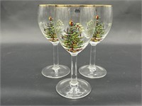 (3) Christmas Tree Stems w/ Gold Rims