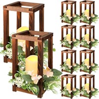10 Set Wooden Wedding Lantern with Candles