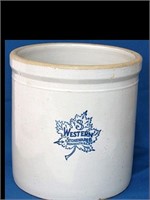 3 GAL. WESTERN STONEWARE CROCK IN MINT CONDITION